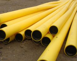 A front view of a collection of gas pipes.