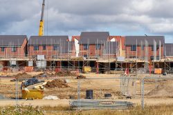 A view of houses being worked on